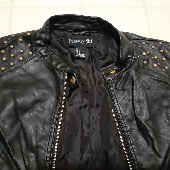 Forever 21 Black Faux Leather Studded Jacket - Picture 7 of 7